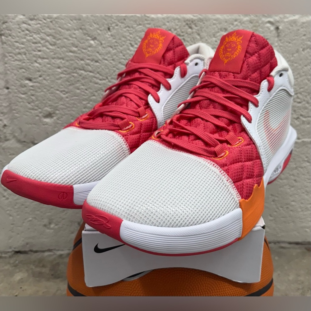 -Nike LeBron Witness 8 'Dunkin Donuts' Men Shoes in White & Pink-Red